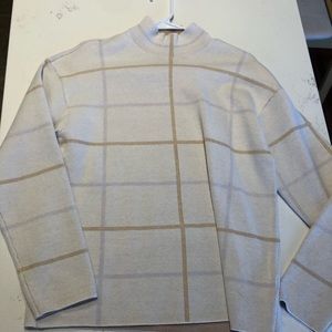 Anthropologie white plaid sweater